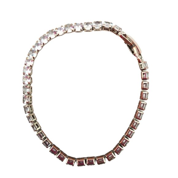 Womens Silver Plated Cubic Zircon Tennis Bracelet 7.5 Elegant Minimalist Evening - Picture 1 of 5